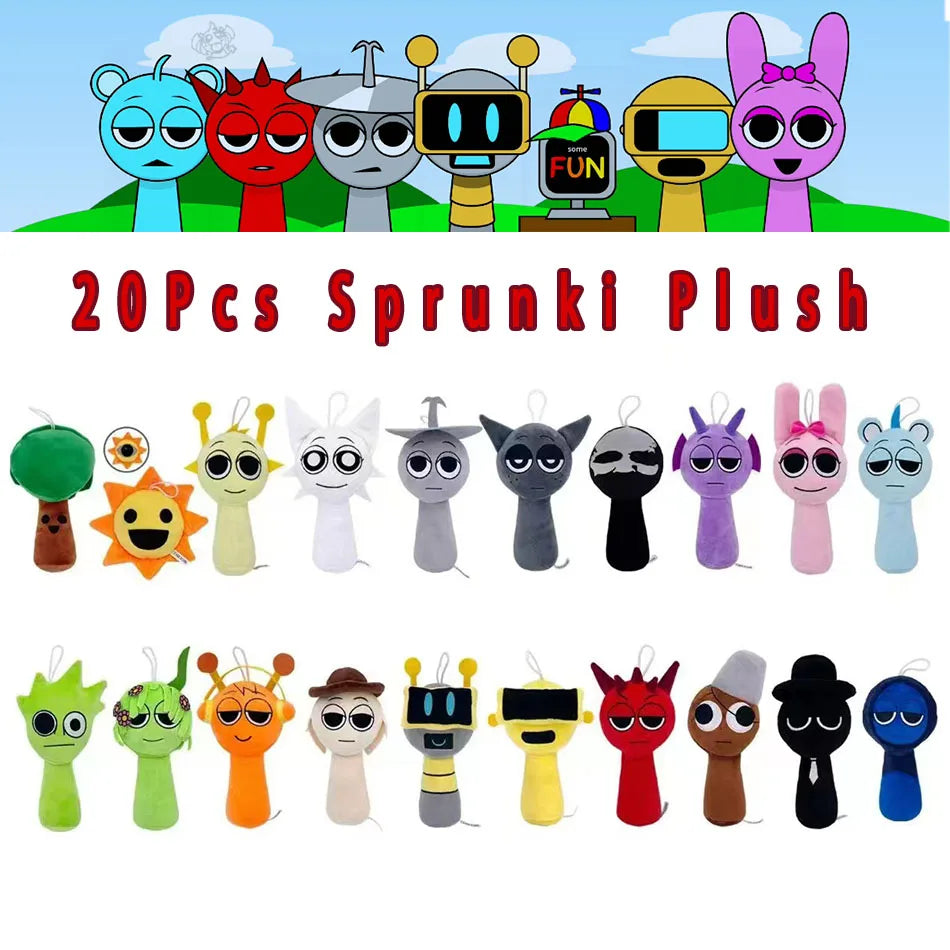 New 20PCS Sprunki Plush Toys Sprunki Plush Doll Sprunki Game Cartoon Pillow Kids Birthday Gifts Stuffed Dolls Christmas Gift