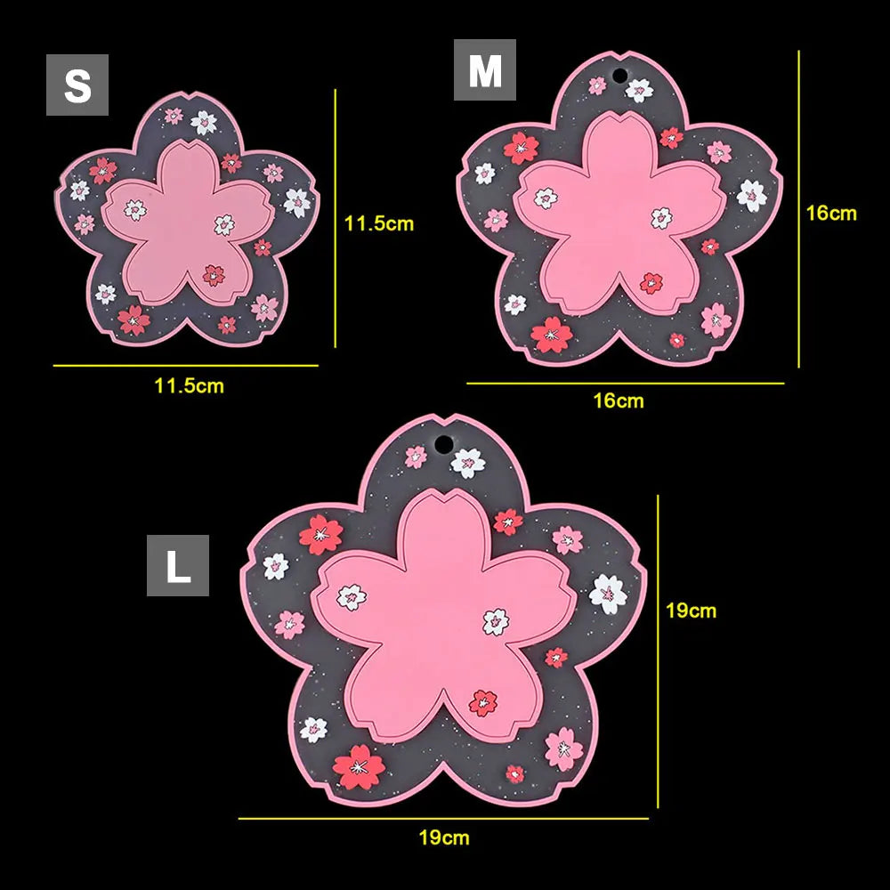 Sakura and Daisy Floral PVC Drink Coaster | Soft Flower Cup Mat in Pink White or Blue for Cheerful Tables