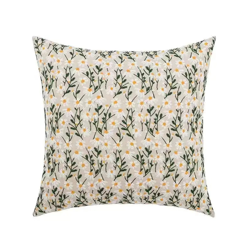 Woven Geometry Embroidered Pillow Cover – Boho Accent
