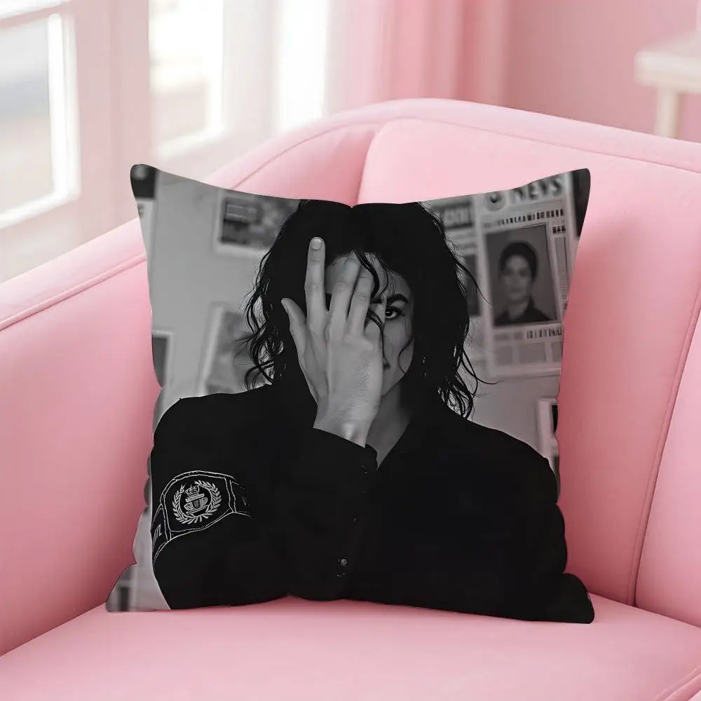 M-Michael J-Jackson Cushion Cover Linen Pillowcase Cover Soft Decor for Sofa Home Room