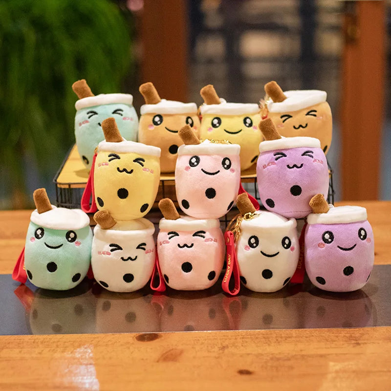 Cartoon Boba Fruit Bubble Tea Backpack Pendant   Plush Toy Stuffed Ice Cream Milk Tea  Cute Food Soft Toys Decor Girls Boys Gift