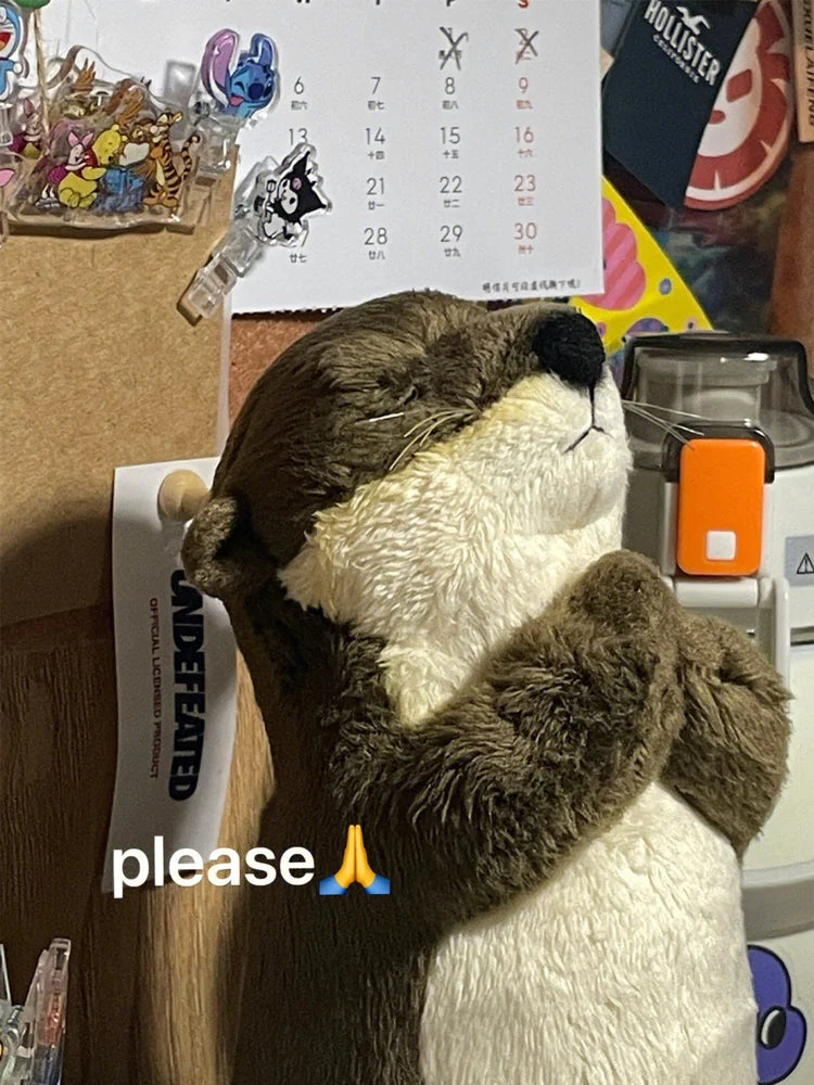 18cm Cute Otter Plush Toy Japanese Style Stuffed Animal Praying Otter Plushies Kawaii Doll For Girl Plush Otter Xmas Gifts