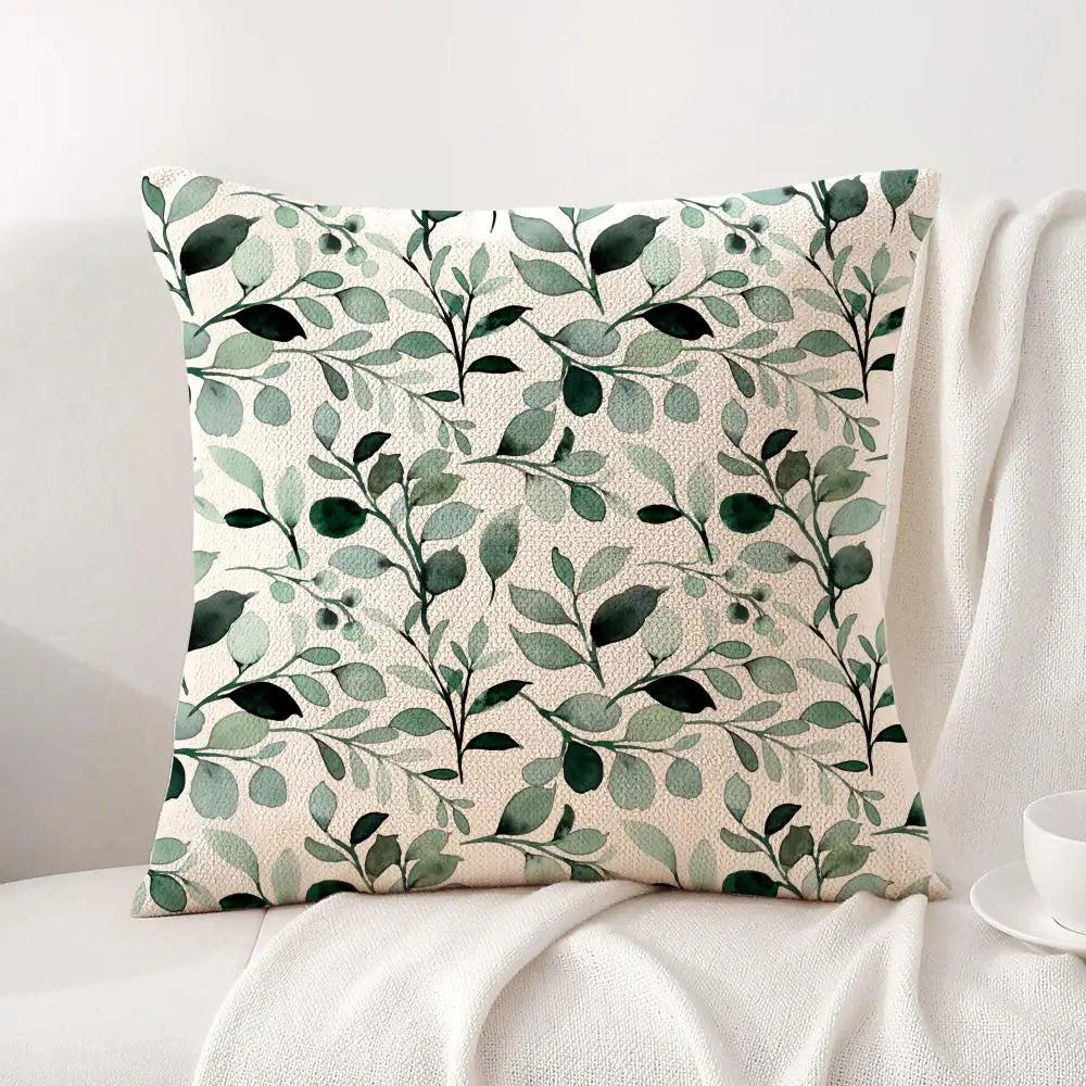 Watercolor Eucalyptus Botanical Pillow Cover – Sage Green