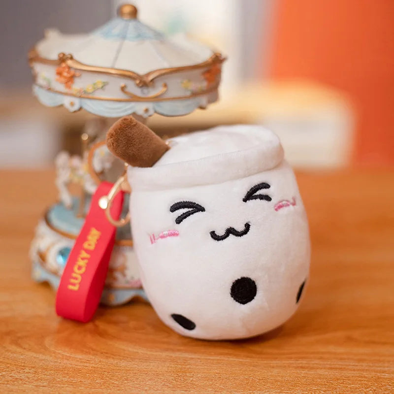 Cartoon Boba Fruit Bubble Tea Backpack Pendant   Plush Toy Stuffed Ice Cream Milk Tea  Cute Food Soft Toys Decor Girls Boys Gift