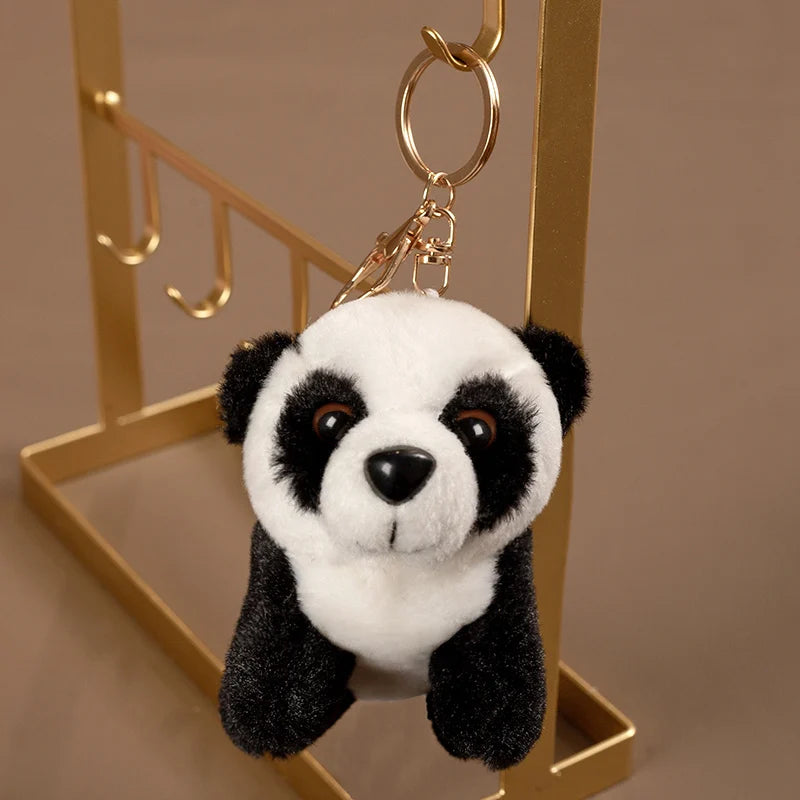 Hot Sale 10cm Mini Forest Animals Stuffed Plush Pendant Toy Lion Tiger Rabbit Deer Panda Doll Keychain For Kid Birthday Gifts