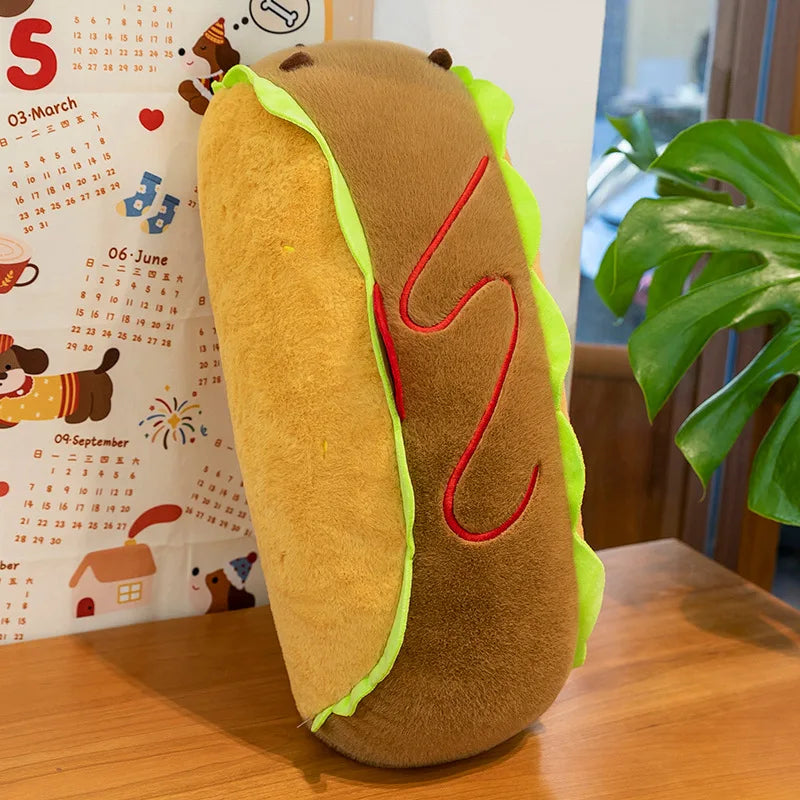 50CM Cartoon Hot Dog Style Capybara Cute Capibara Anime Fluffty Toy Plush Doll Home Decor Desktop Ornament Kids Birthday Gift
