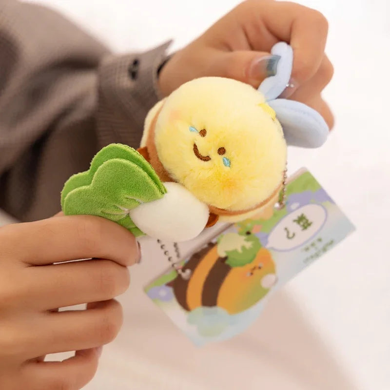 Cartoon Cai Bee Plush Toys Pendant Stuffed Tu Bee Plush Toys Super Soft Vegetable Cabbage Doll Sleep Pillow Birthday Gifts