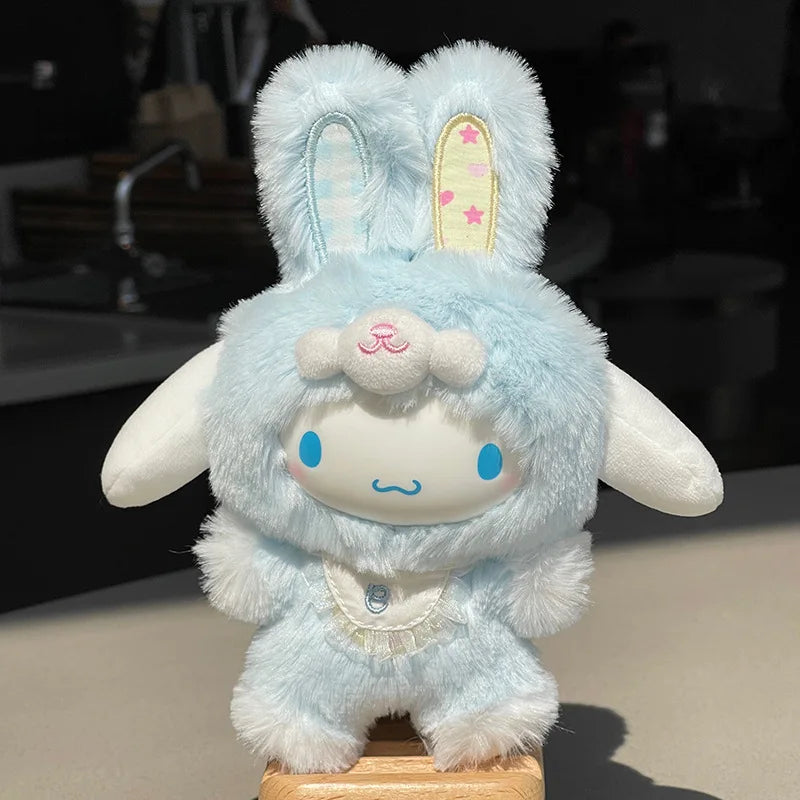 New Hello Kitty Sanrio Family Dress up Elf Rabbit Vinyl Face Plush Doll Pendant for Girls Keychain Doll Gift
