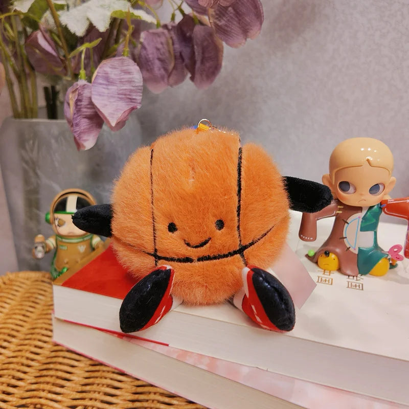 Cute Basketball Football Tennis Baseball Billiards Plush Toy Ball Keyring Soft Stuffed Ball Pillow Player Souvenir Birthday Gift