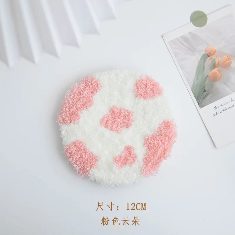 Three Dimensional Floral Punch Needle Coaster Craft Kit for Beginners Handmade Mug Rugs