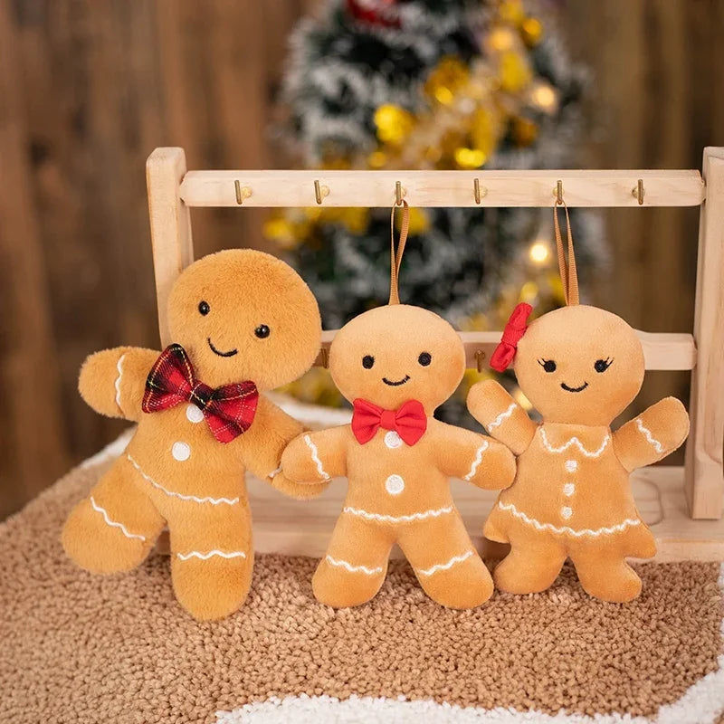 Christmas Gingerbread Man Pendant Plush Doll Car Key Chain Home Decor Toy for Kids Xmas High Quality Gift