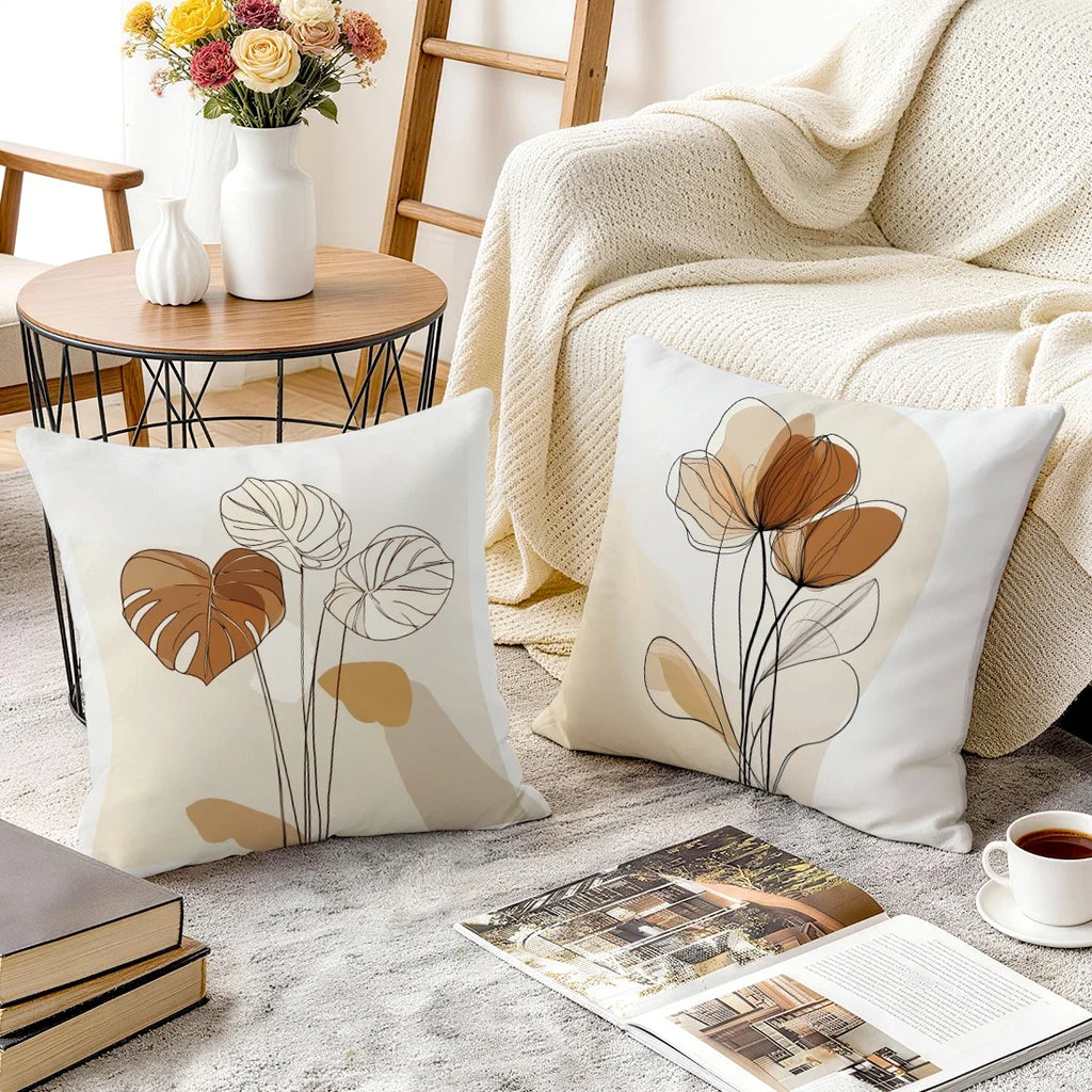 Earthline Abstract Botanical Pillow Covers – Set of 4