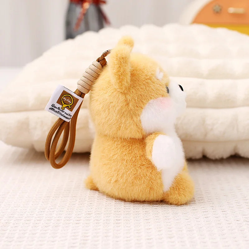 Kawaii Dog Plush Toy Pendant Teddy Husky Corgi Schnauzer Animals Keychain Bag Key Ring Puppy Dolls Car Decor Christmas Gift
