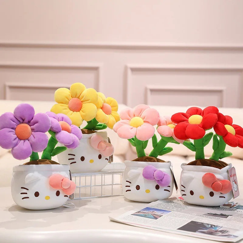 23CM Hello Kitty Plush Toys Soft Stuffed Animals Flower Bouquets Christmas Birthday Christmas Graduation Gifts