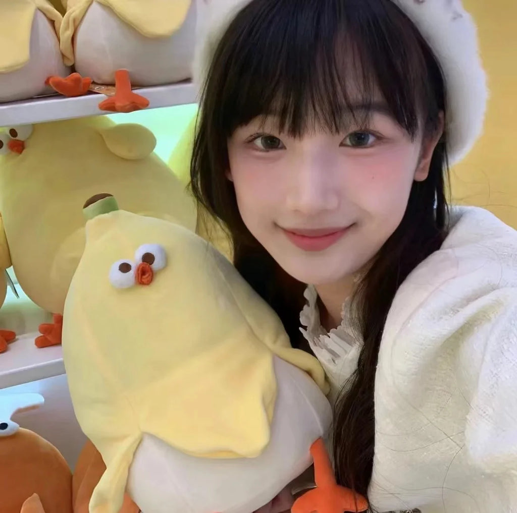 Hot Internet Celebrity Lovely Cartoon Banana Chicken Pillow Soft Stuffed Toy Fruit Chick Doll Sofa Cushion Home Decor Kids Gifts