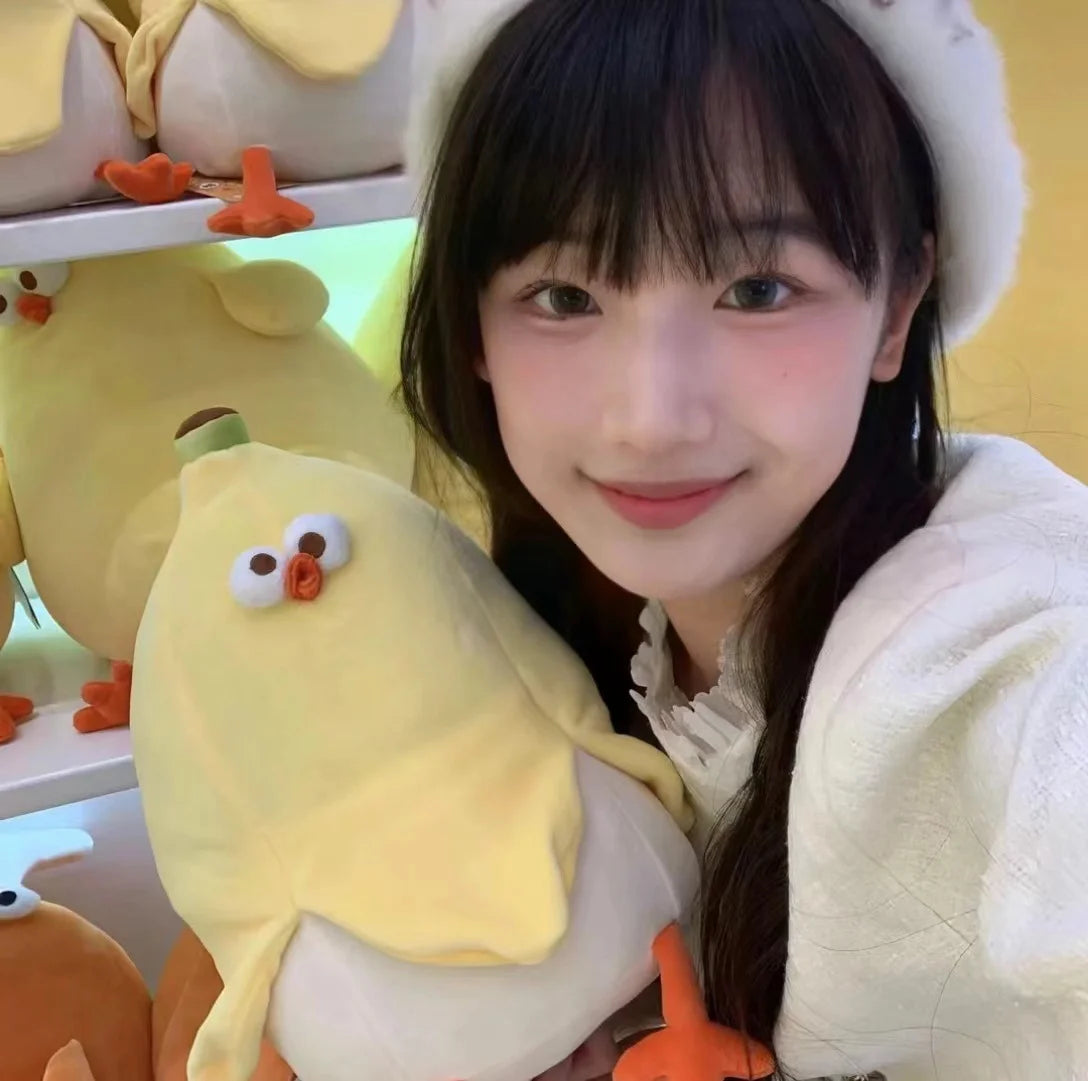 Hot Internet Celebrity Lovely Cartoon Banana Chicken Pillow Soft Stuffed Toy Fruit Chick Doll Sofa Cushion Home Decor Kids Gifts