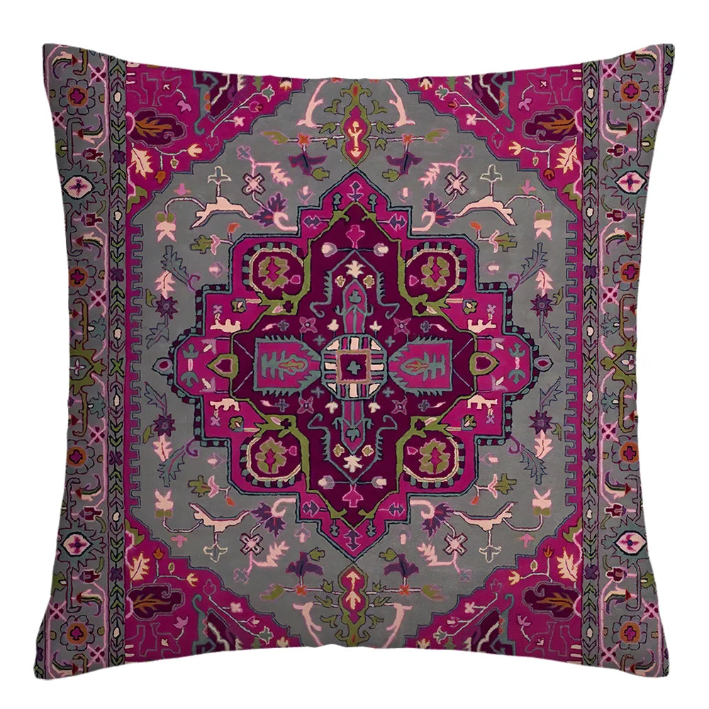 Moroccan Ethnic Patterned Decorative Throw Pillow Cover 2D Printed Polyester Cushion Case 40x40 45x45 50x50  for Sofa Home Decor