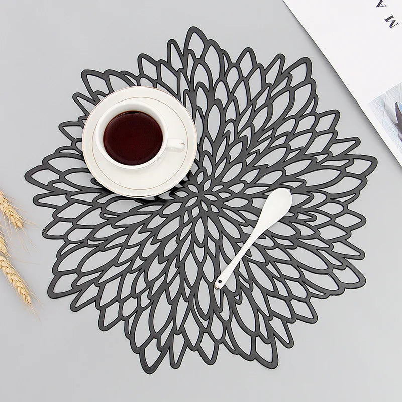 Hibiscus Flower PVC Drink Coaster for Coffee Tables Kitchen Decor and Everyday Entertaining