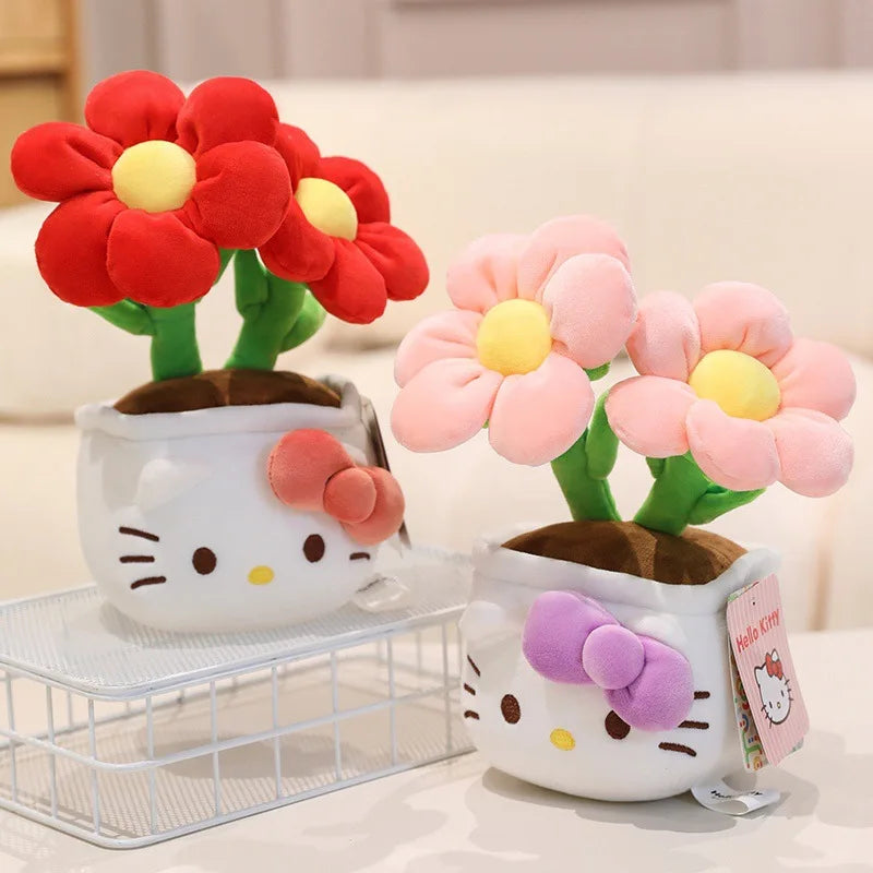 23CM Hello Kitty Plush Toys Soft Stuffed Animals Flower Bouquets Christmas Birthday Christmas Graduation Gifts