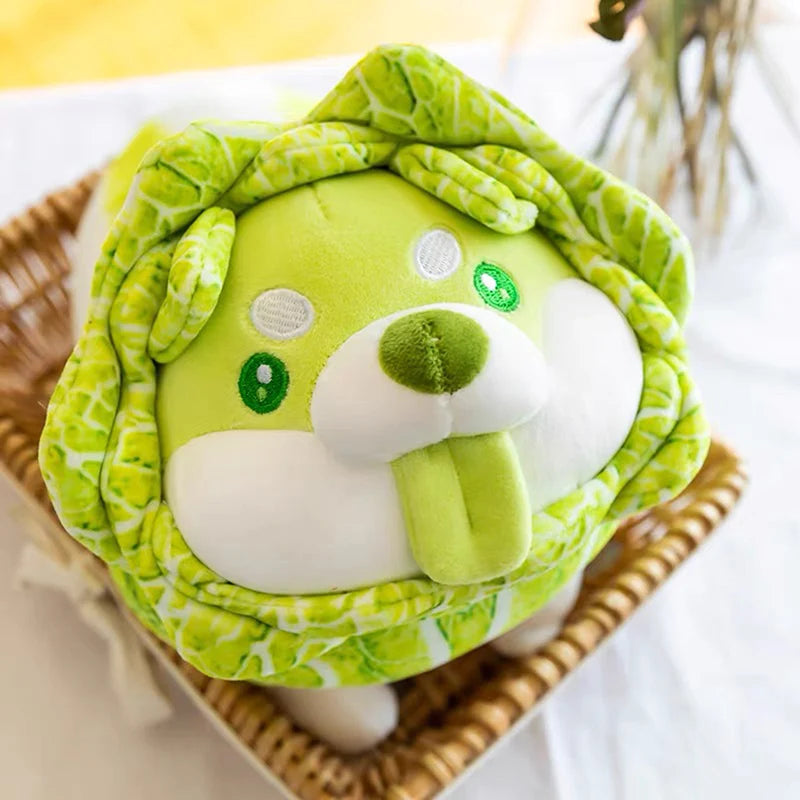 Cute Vegetable Fairy Plush Toys Japanese Cabbage Dog Fluffy Soft Shiba Inu Pillow Stuffed Animals Doll for Kids Baby Girls Gifts