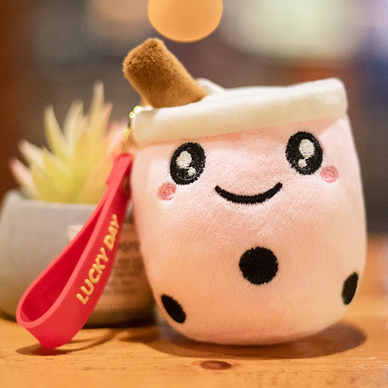 Cartoon Boba Fruit Bubble Tea Backpack Pendant   Plush Toy Stuffed Ice Cream Milk Tea  Cute Food Soft Toys Decor Girls Boys Gift