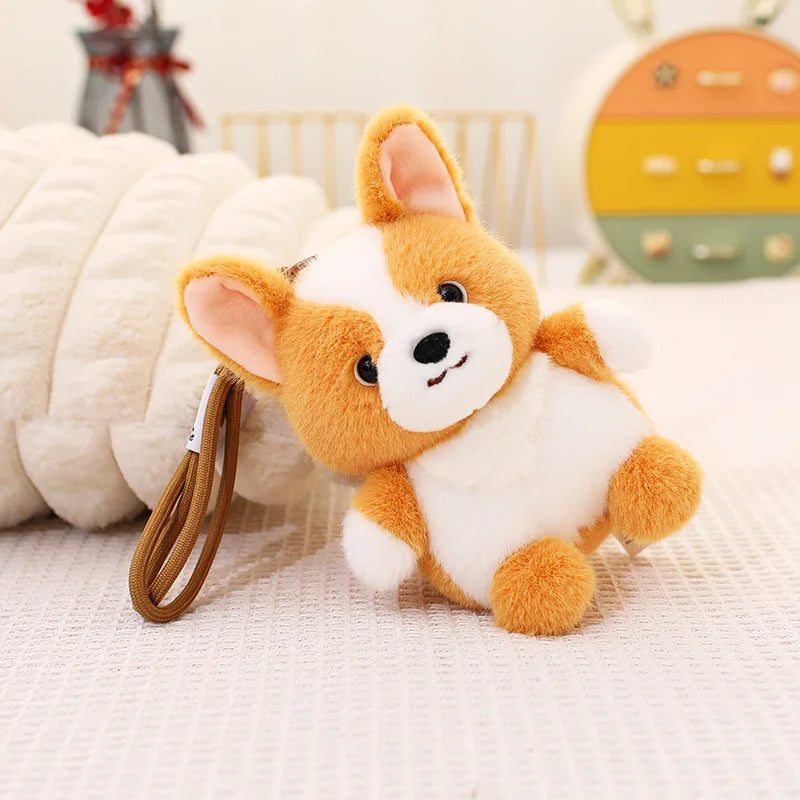 Kawaii Dog Plush Toy Pendant Teddy Husky Corgi Schnauzer Animals Keychain Bag Key Ring Puppy Dolls Car Decor Christmas Gift