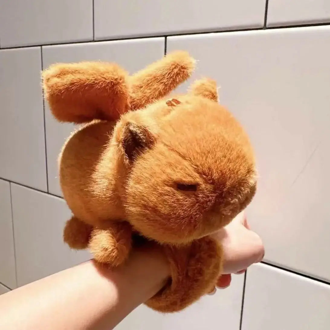 Capybara Plush Snap Bracelet With Pullable Wings Vibrating Keychain Kawaii Animal Toy For Bags Wholesale Cute Gift For Friends