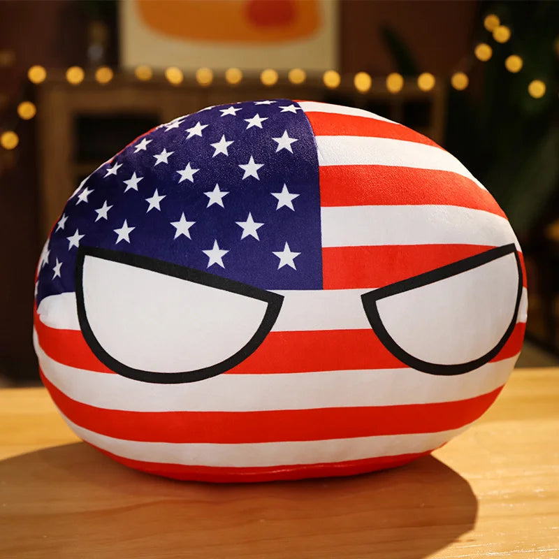 World Flag Throw Pillow Soft Polish Ball Large National Flag Round Pillow Dolls Children's Doll Cushion Plush Toy Christmas Gift