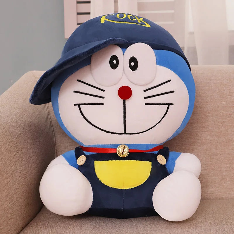 Kawaii 30cm Cute Doraemon Doll Plush Toy with Hat Blue Fat Doll Room Ornaments Girl Birthday Gift Christmas Gift