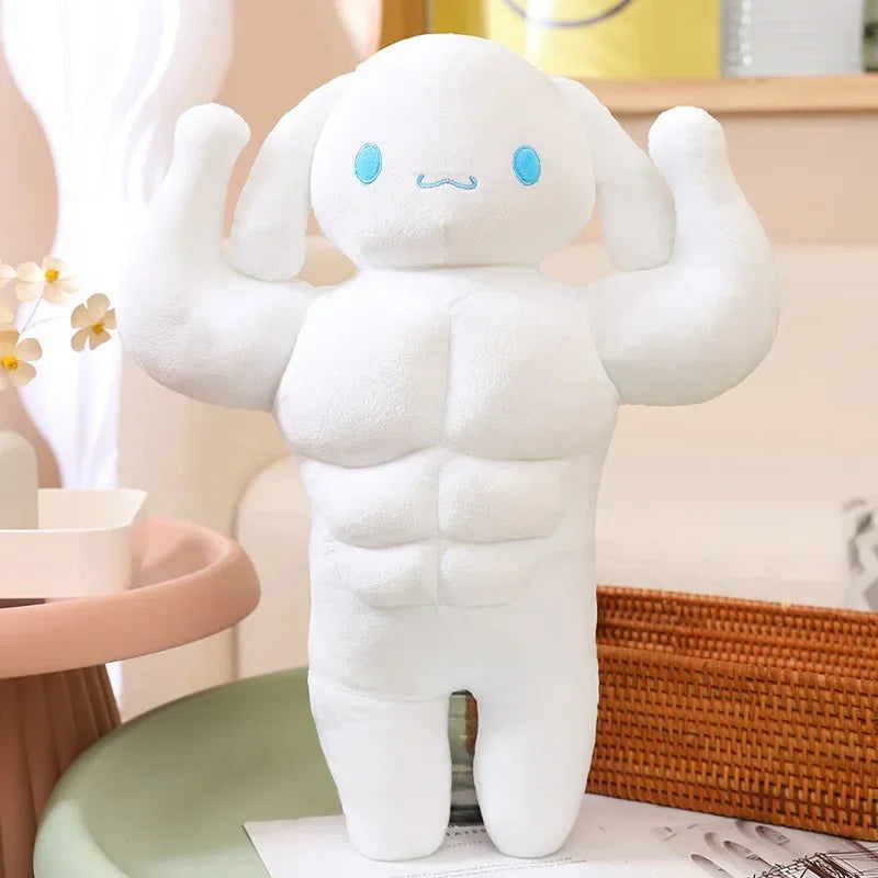 Sanrio Kawaii Hello Kitty Muscle Plush Funny Chest Muscle Abdominal Boyfriend Pillow Pom Pom Purin Doll Plush Christmas Gift