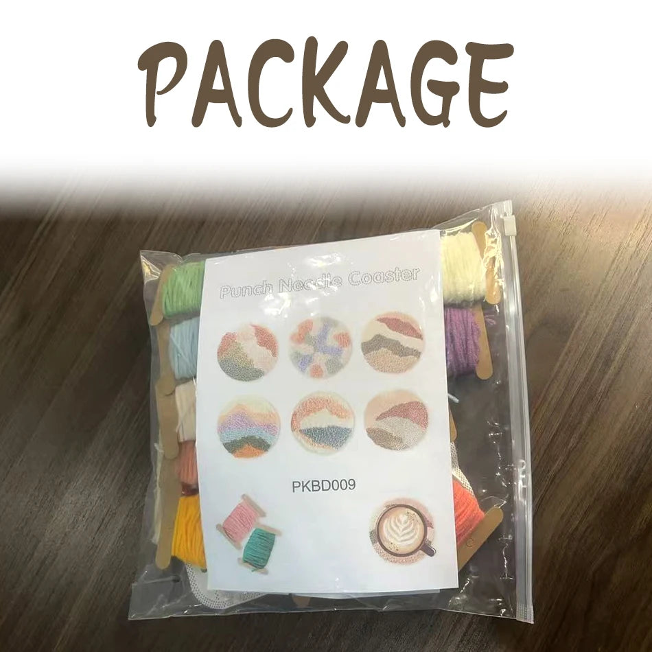 Flower Pattern Punch Needle Coaster Craft Kit for Beginners Tufted Mug Rugs and Creative Gifts