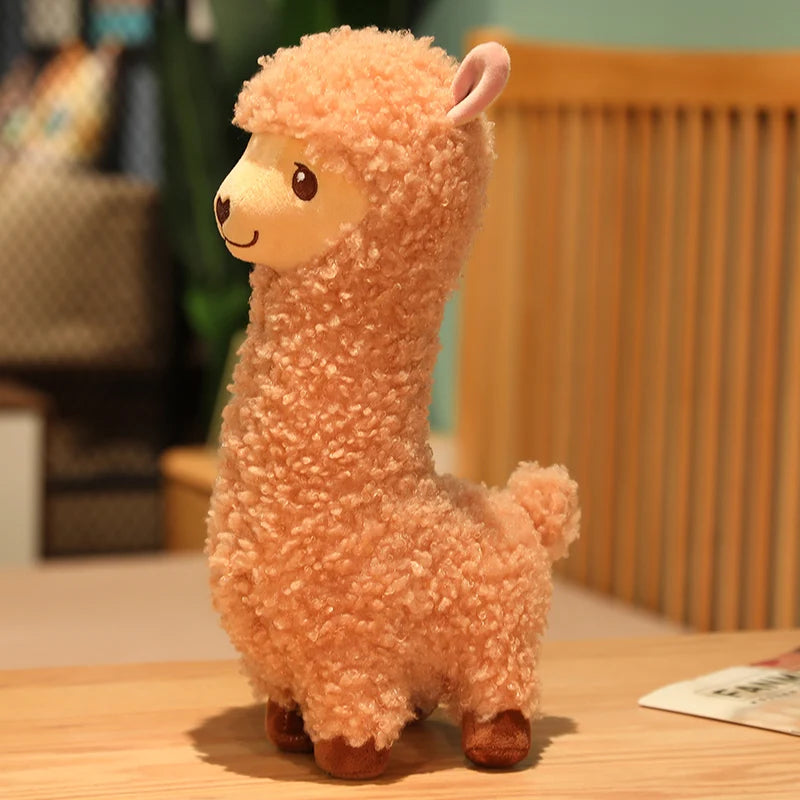 Furry Plush Llama Alpaca Plush Toy Stuffed Soft Long Plush Lifelike Alpaca Sheep Hug Throw Pillow Animals Nap Sleeping Pillow