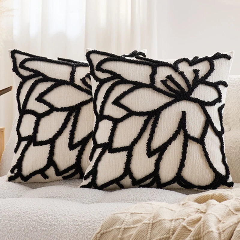Boho Chenille Throw Pillow Cover Luxury Floral Tufted Cushion Cover Farmhouse Pillowcase For Home Sofa Living Room Bed Decor
