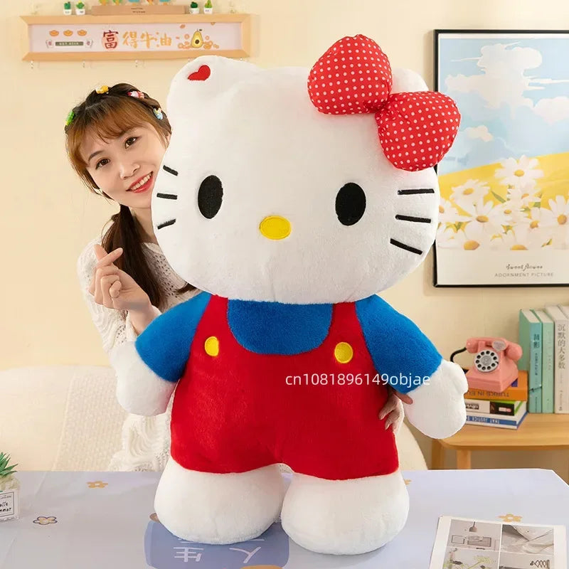 80CM Large Big Size New Sanrio Hello Kitty Kawaii Plush Doll Cartoon Stuffed Animal Toy Kawaii Room Pillow Children Holiday Gift