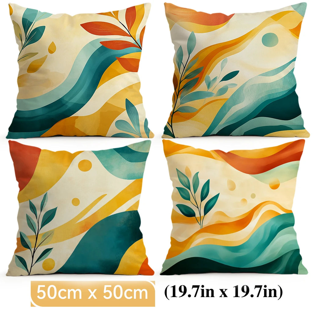 Earthline Abstract Botanical Pillow Covers – Set of 4