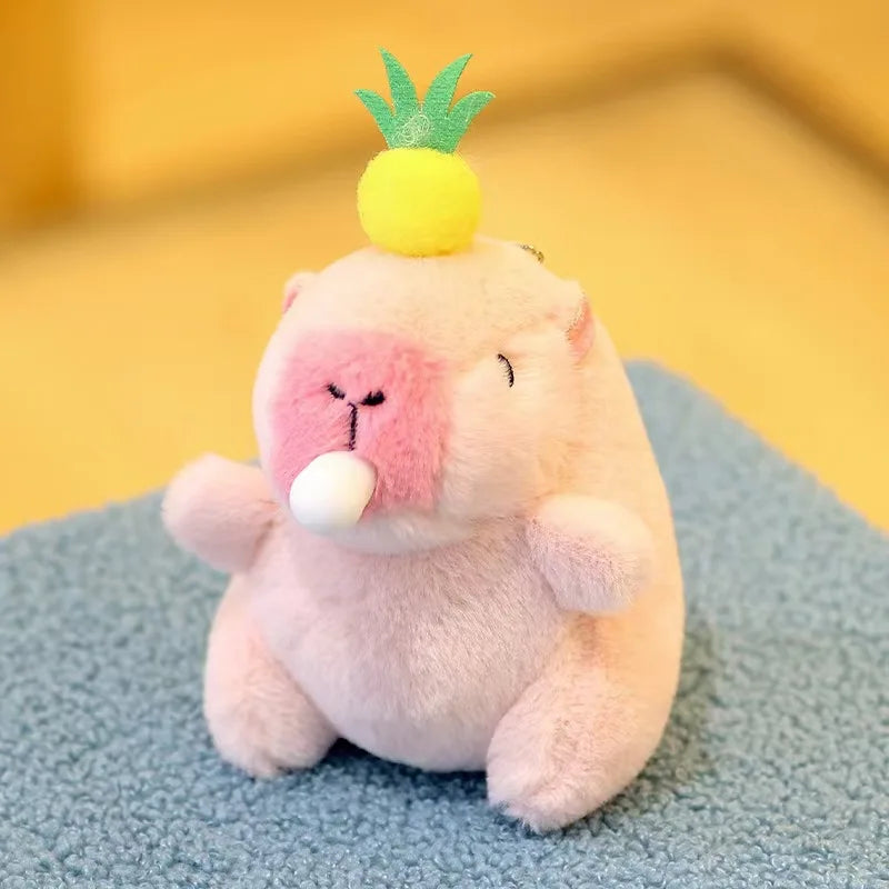 Cute Stuffed Animals Plush Capybara Keychain 12cm Cartoon Simulation Capybara Pendant Snot-Pulling Cute School Bag Pendant