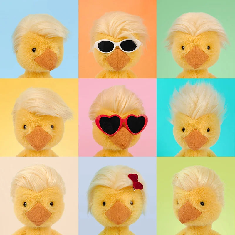 26cm Funny Yellow Duck Plush Toy Homemade hairstyle Duck Plush Doll for Boys And Girls To Accompany Sleeping Gifts Brithday Gift