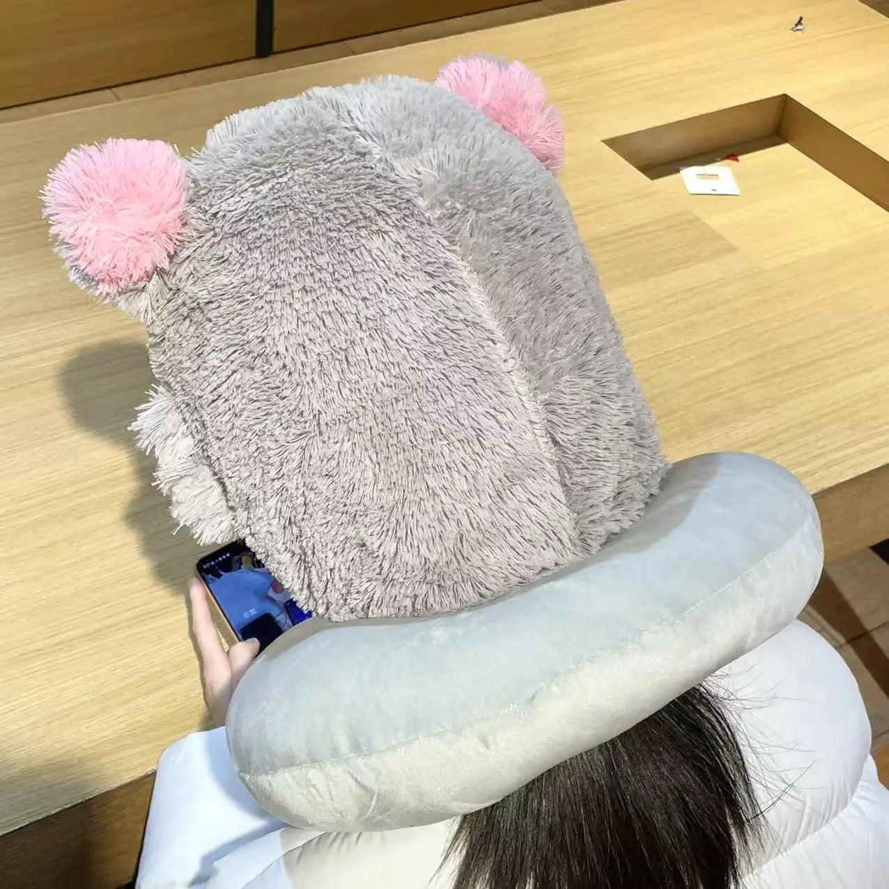 Cute Cartoon Demon Slayer Plush U-shaped Pillow Hashibira Inosuke Pig Head Hat Kawaii Cosplay Props Plush Hat Travel Neck Pillow