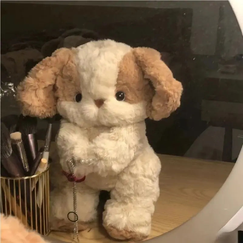 Kawaii Soft Dog Plush Stuffed Animal With Bib Knit Dog Comfortable Quality Soft Stuffed Animal Accompany Boy And Girl Sleep