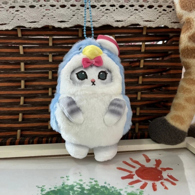 “12cm Sanrio-Style Transforming Cat Plush Toys - Cute Costume Cat Stuffed Animals, Mini Plush Keychain/Backpack Pendant for Kids & Kawaii Lovers”