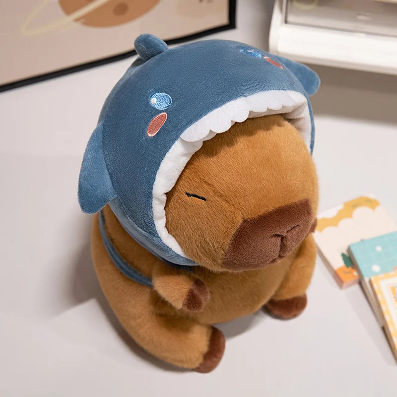 Cute Shark Head Backpack Plush Toy with Capybara Design Adorable Stuffed Doll  Birthday and Holiday Gift for Kids or Friends