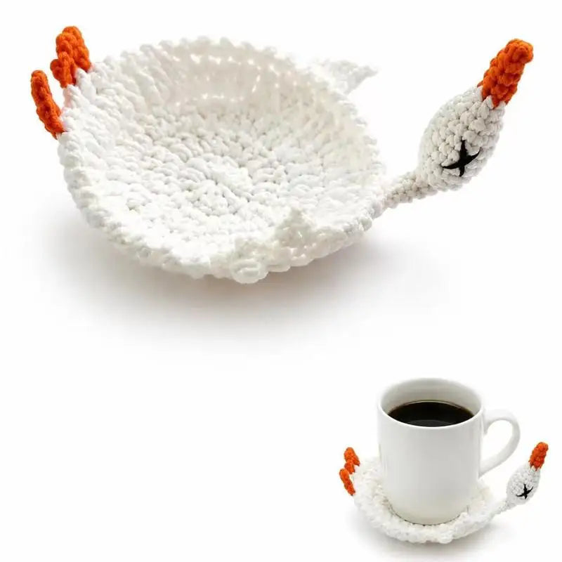 Handmade Animal Crochet Cotton Drink Coaster, Playful Cup Mat for Coffee Table, Desk and Cozy Home Decor