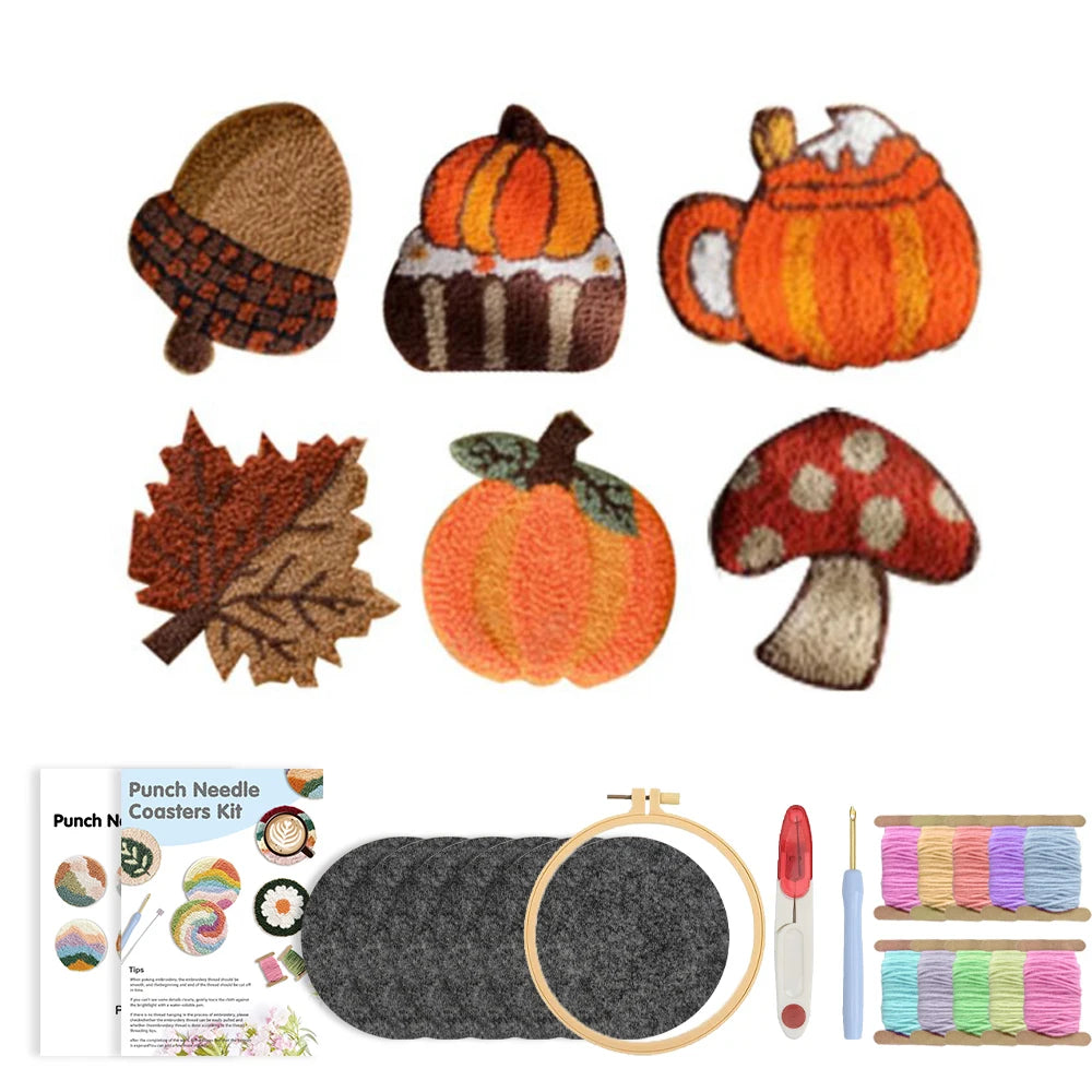 Beginner Punch Needle Coaster Craft Kit for Handmade Tufted Mug Rugs and Cozy Home Decor