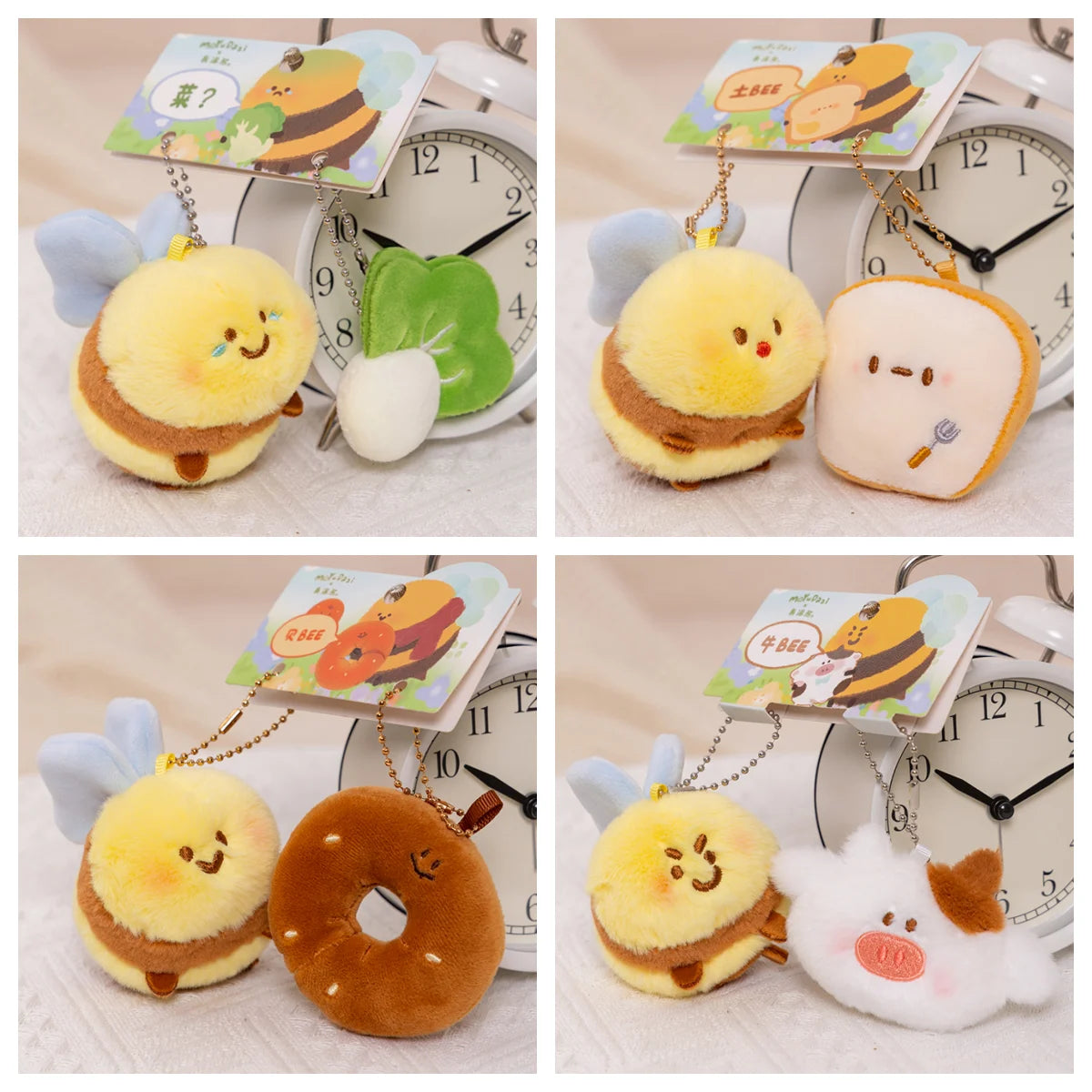 Cartoon Cai Bee Plush Toys Pendant Stuffed Tu Bee Plush Toys Super Soft Vegetable Cabbage Doll Sleep Pillow Birthday Gifts