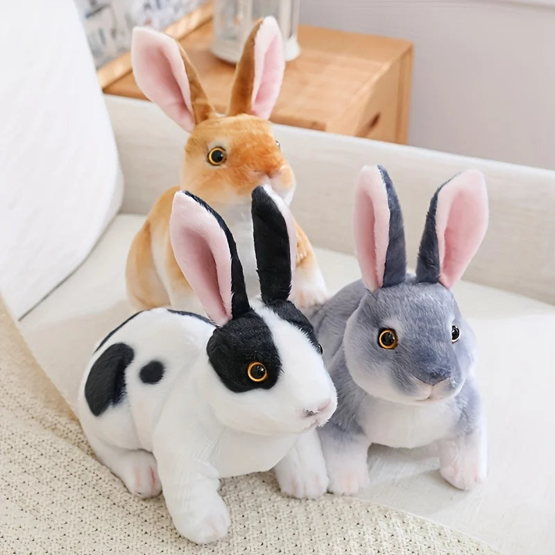 Realistic Lifelike Multi-Color Rabbit Plush Toy, Stuffed Bunny for Kids, Birthday Christmas Gift & Home Decor