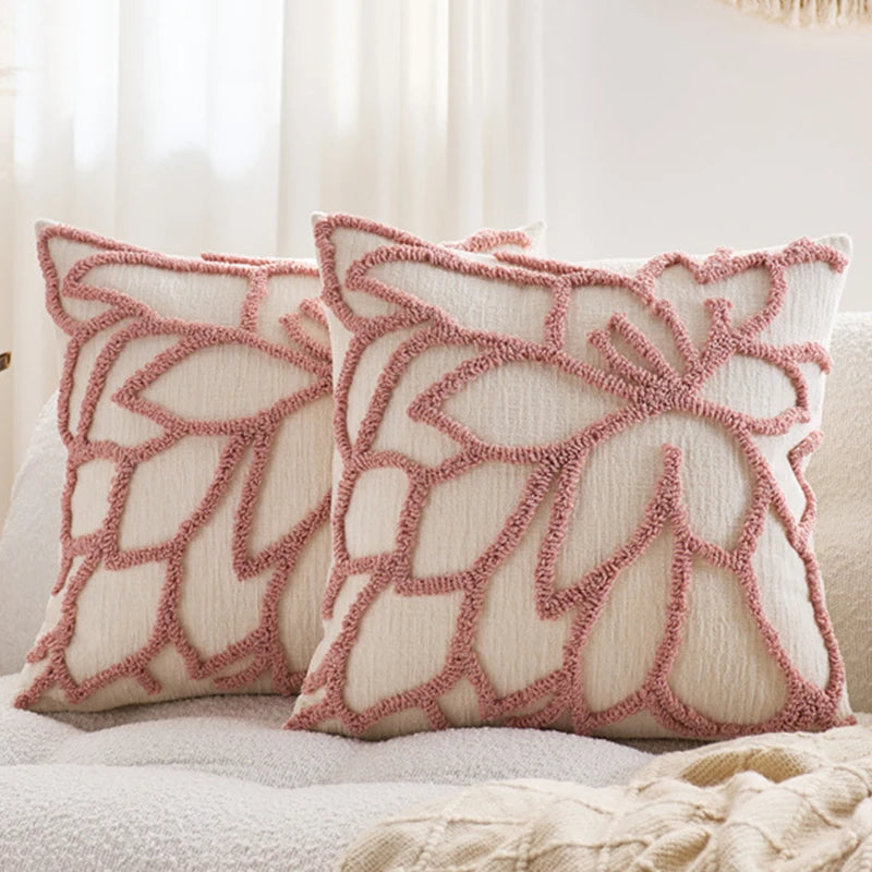 Boho Chenille Throw Pillow Cover Luxury Floral Tufted Cushion Cover Farmhouse Pillowcase For Home Sofa Living Room Bed Decor