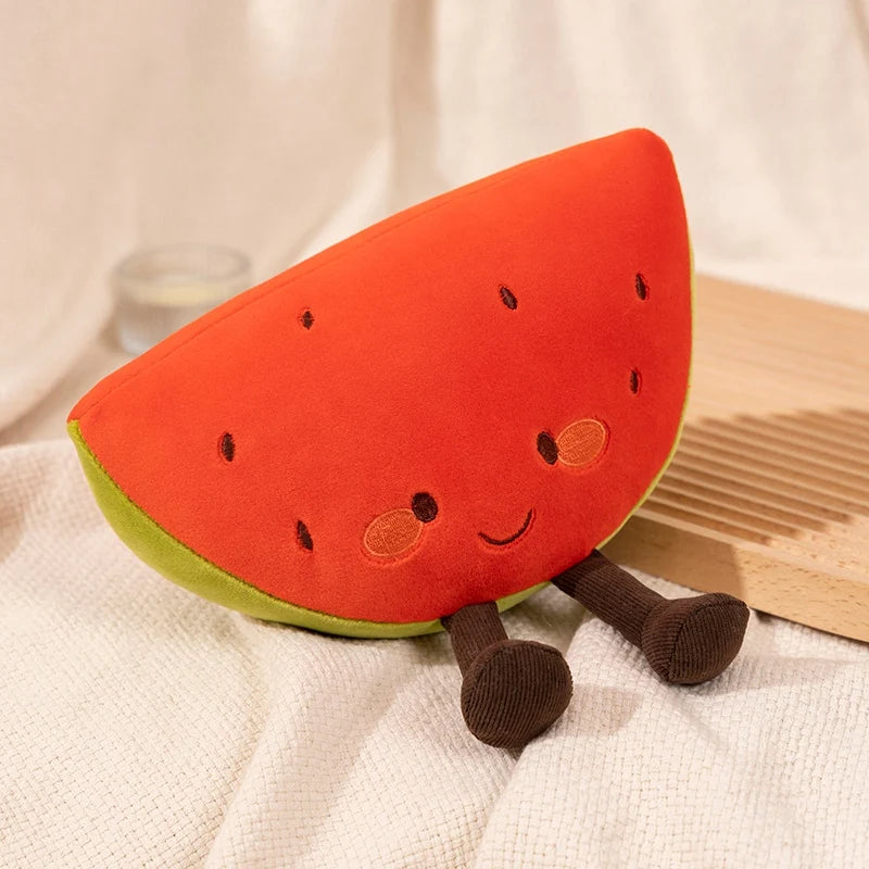 Kawaii Cartoon Fruit Series Plush Doll Cute Vegetable Corn Eggplant Pitaya Peach Pear Banana Watermelon Plush Toy Home Decor