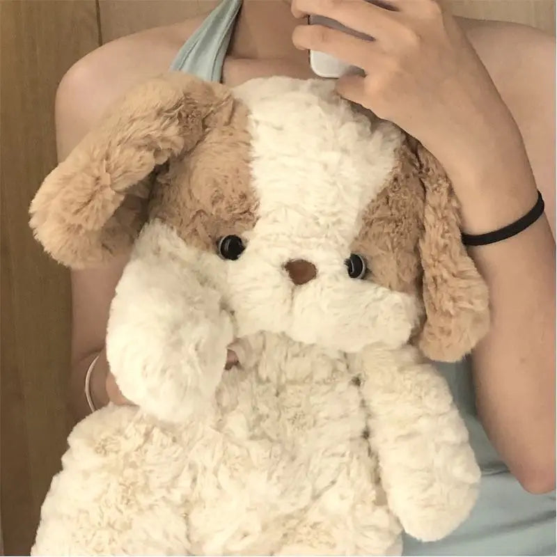 Kawaii Soft Dog Plush Stuffed Animal With Bib Knit Dog Comfortable Quality Soft Stuffed Animal Accompany Boy And Girl Sleep
