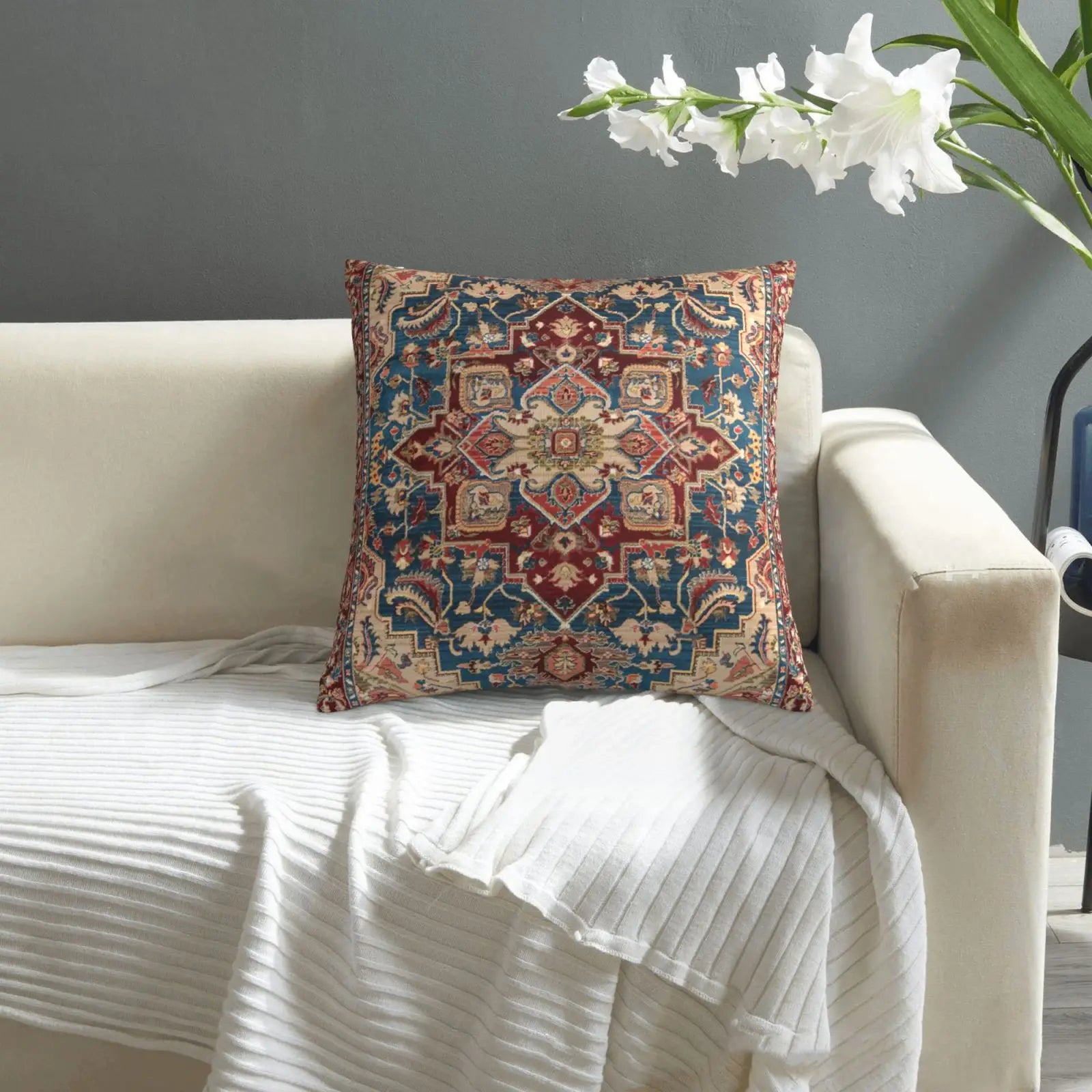 Moroccan Ethnic Patterned Decorative Throw Pillow Cover 2D Printed Polyester Cushion Case 40x40 45x45 50x50  for Sofa Home Decor