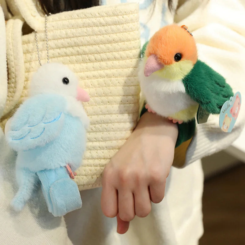 11cm Lifelike Parrot Plush Papa Circle Pendant Toy Cute Stuffed Animal Bird Bracelet Toy  Doll Soft Cartoon Lovely Birthday Gift